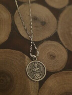 Silver Tone Angel Pendant Necklace - Silver